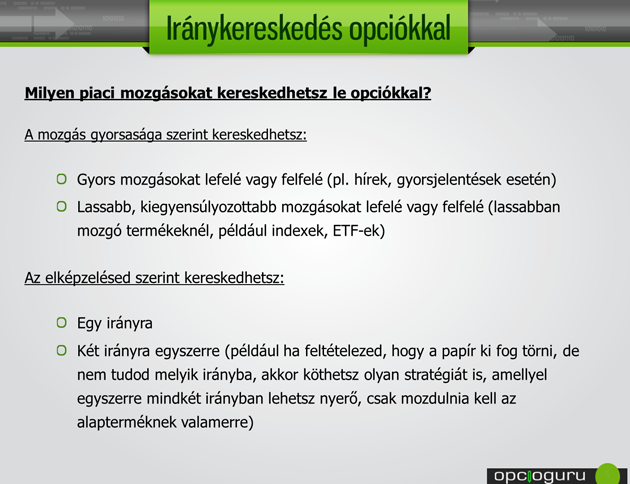 iránykereskedés opciókkal